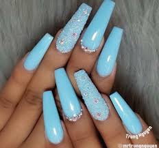 Make patterns for the rest of your nails. Baby Blue Nails Coffin Shape Nail And Manicure Trends