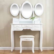 Find great deals on ebay for dressing table mirror. Large White 7 Drawer Vanity Makeup Dressing Table Set With 3 Mirrors And Jacquard Cushioned Stool Buy Plywood Dressing Table Designs Price Designs Of Dressing Table With Almirah Wardrobes With Dressing Table Product On