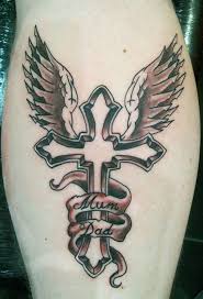Set of illustrations of winged christian religious crosses. Cross With Wings Tattoo Tattooimages Biz