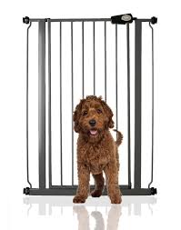 You can find locking dog gates to help keep your pet from entering a restricted area of your home. Bettacare Child And Pet Gate Slate Grey Standard 75cm 82 6cm