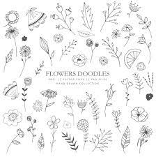 Clip Art With Doodle Flowers Leaves And Branches Hand Drawn Clipart Flowers Vector Branches Vector Doodle Flowers Lineart Flowers How To Draw Hands Flower Doodles Drawing Clipart