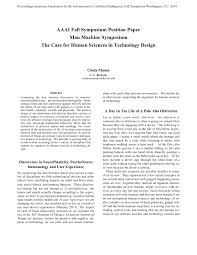 Check spelling or type a new query. Pdf Aaai Fall Symposium Position Paper Man Machine Symposium The Case For Human Sciences In Technology Design