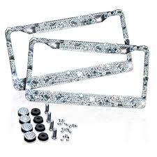 Lowest price in 30 days. Auto Accessories Headlight Bulbs Car Gifts Zone Tech Shiny Bling License Plate Frame Crystal Rhinstones Bling Premium Quality Novelty License Plate Frame With Mounting Screws Best Selling Products