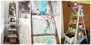 It hangs from the ceiling so it won't take up needed floor space. Wooden Ladder Ideas Repurposed Crafts