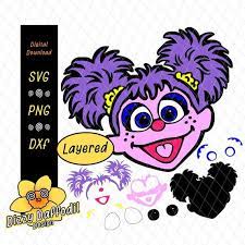 Abby Cadabby Face Head Svg Dxf Png 8 Layer File Black Abby Base Pink Fur White Eyes Purpl Abby Cadabby Sesame Street Birthday Party Digital Download Etsy