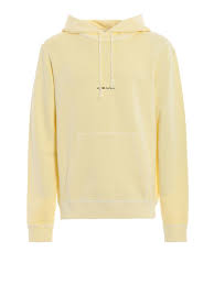 Saint Laurent Hooded Sweatshirt In Pale Yellow Modesens Yellow Hoodie Mens Hooded Sweatshirts Yellow Hooded Sweatshirt