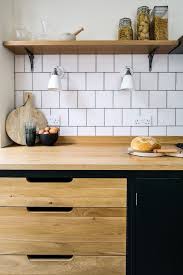 Oak And Birch Plywood Flat Panel Kitchen Cabinetry With Three Drawers Oak Worktop And Shelving Industrial Kitchen Design Plywood Kitchen Kitchen Tiles Design
