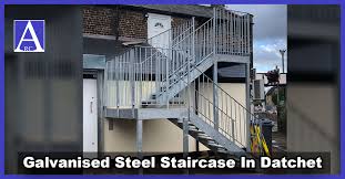 How do the stair flights connect to landings? Galvanised Steel Outdoor Staircase Installation In Datchet Berkshire Arc Fabrications