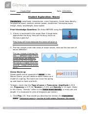 Student exploration waves gizmo answer key free. Waves Gizmo Student Sheet 2017 Pdf Student Exploration Waves Vocabulary Amplitude Crest Frequency Medium Period Power Transverse Wave Trough Wave Course Hero
