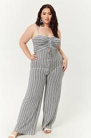 Black And White Striped Romper Plus Size Plus Size Ribbed Striped Ruched Cutout Palazzo Jumpsuit Rompers Dressy Jumpsuit Dressy Girl Fashion