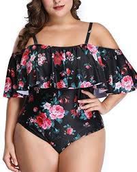Wavely Plus Size One Piece Swimsuits For Women Tummy Control Ruffle Swimwear Women S Plus Size Swimwear Plus Size Swimwear Plus Size One Piece Swimsuit