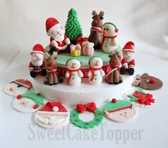 Fondant Christmas Cakes Christmas Fondant Cake Topper Set Homemade Edible Cake Topper 1 Christmas Cake Decorations Christmas Cake Fondant Cake Toppers