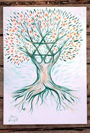 Tree Of Life Art Folk Magen David Tree Painting Jewish Art Tree Bar Mitzvah Tree Folk Illustration Acrylic Pai Tree Of Life Art Jewish Art David Painting