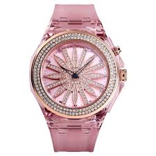 skmei skmei 1536 woman quartz watch rotating flower dial colorful led backlight transparent case strap female wristwatch walmart com in 2020 quartz watch watch bands flower watch