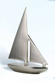 Aluminum Sailboat With Nickel Finish Sailboat Decor Wood Boat Plans Nautical Theme Decor