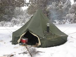 This Is A M1950 Army Tent With A Wood Stove Hook Up From What I Ve Read Many Of These Are Still In Use After 50 To 60 Years Snow Camping Winter