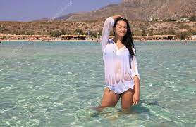 Pretty girl at Elafonisi beach, Crete ⬇ Stock Photo, Image by © jarino  #31980495