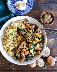 Ground Turkey Bowls With Mushrooms Cabbage Rice Keto Paleo Whole30 In 2020 Turkey Bowl Cabbage Rice Ground Turkey Recipes Healthy