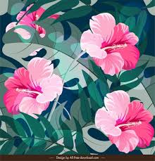 Check it and start your own design and editing. Nature Painting Hibiscus Flowers Leaves Decor Classical Design Free Vector In Adobe Illustrator Ai Ai Format Encapsulated Postscript Eps Eps Format Format For Free Download 4 62mb