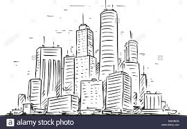 Vektor Cartoon Sketchy Hand Zeichnung Abbildung Stadt Hochhaus Wolkenkratzer Das Stadtbild Landschaft Mit Gebauden Stock Vektorgrafik Alamy
