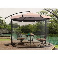 Sunjoy Offset Netted 9 8 Ft Steel Cantilever Patio Umbrella In Khaki 110211001 K The Home Depot Cantilever Patio Umbrella Patio Umbrella Patio Umbrellas