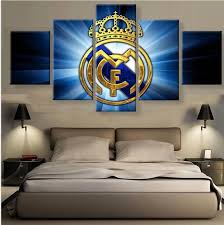 Real Madrid Logo Sport Canvas Hd Prints Painting Wall Art Home Decor 5panel Set Bilder Malen Bilder Malen
