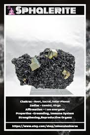 Black Sphalerite Pyrite Crystal Crystals Crystals Minerals