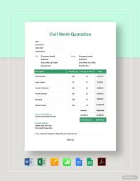Instantly Download Civil Work Quotation Template Sample Example In Pdf Microsoft Word Doc Microsoft Excel Xls In 2020 Work Quotes Quotations Quotation Format