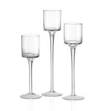 Set Of 3 Tea Light Glass Candle Holders Auraglow Led Lighting