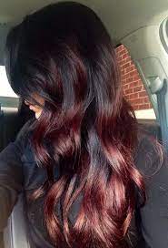 Im Just Waiting For My Hair To Grow So I Can Do This Dark Red On Black Hair Auburn Ombre Hair Hair Highlights Hair Styles