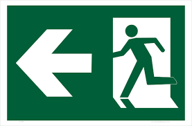 All fire exit signs shown are guaranteed to comply with bs 5499 part 1,4 and the health & safety (safety signs & signals) regulations 1996. Emergency Exit Left Sign E1209 National Safety Signs