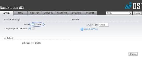 airOS airMAX Settings Tab, AI generated