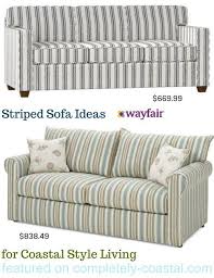 Striped Sofa Ideas For A Coastal Nautical Beach Style Living Room Design Striped Sofa Living Room Designs Striped Couch