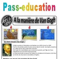 Une description première de l'œuvre menée par le questionnement de l'enseignant selon les axes choisis dans le document de préparation (voir document complémentaire : A La Maniere De Van Gogh Ce1 Ce2 Cm1 Cm2 Arts Visuels Cycle 3