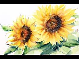 Watercolor Sunflowers Painting Demo Youtube Watercolor Sunflower Sunflower Painting Painting Demo
