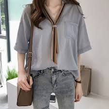 Beli produk model kerah v bahan berkualitas dengan harga murah dari berbagai pelapak di indonesia. Kemeja Wanita Model Kerah V Neck Dengan Motif Garis Garis Dan Warna Polos Bergaya Korea Shopee Indonesia