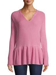 Time And Tru Women S Thermal Peplum Top Walmart Com