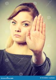 132 Female Shows Stop Sign Her Hand Stock Photos