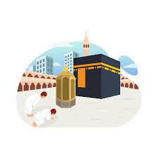 Premium Vector | Praying behind the maqam ibrahim after tawaf hajj and umrah vector illustration