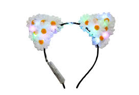 Rainbow Light Up Led Flower Cat Ears Etsy