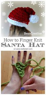 This chunky hat knitting pattern is so fun, easy and perfect for complete beginners. Finger Knitting Santa Hat Project Red Ted Art Make Crafting With Kids Easy Fun