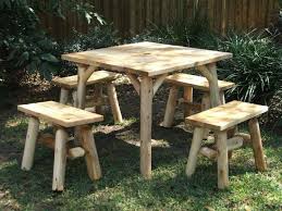 Contoured Comfort Log Parquet Table Outdoor Patio Log Furniture Log Furniture Outdoor Picnic Tables Furniture