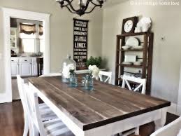 Striped Beige Upholstered White Wooden Chairs Wooden Floor Rectangle Dark Brown Top Wooden Dining Table Beige Diy Dining Room Table Diy Dining Room Diy Dining