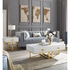 Wall room mock mockup up business decorative living lounge white 3d apartment armchair arrangement background banner bright canvas chair. Posh Living Mano 1 Drawer Stainless Steel Base End Table In White Gold Nst197 09wg Cx
