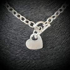 40cm Chunky Sterling Silver Cable Chain Necklace With Toggle Bar Clasp And Heart Charm Pendant Vintage Silver Jewelry Vintage Silver Jewelry Chunky Silver Necklace White Opal Earrings