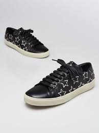 Yves Saint Laurent Black and Silver Leather Star Wolly Sneakers Size 9/39.5  | Yoogi's Closet