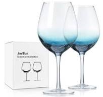 Amazon.com | Joeyan Handmade Blue Crackle Wine Glasses,Large ...