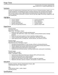 Use bullet points in your skills section to identify five to . Financial Analyst Cv Template Cv Samples Examples