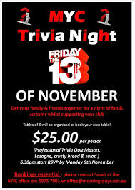 November trivia questions and answers the wonderful world of disney 1. Last Chance To Book For Our Trivia Night Myc Friday The 13th November Mornington Yacht Club Official Site