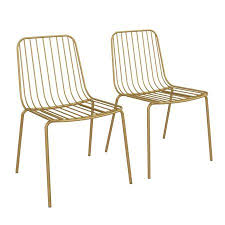 Dhp Caden Wire Dining Chair Set Of 2 Gold Metal Walmart Com Wire Dining Chairs Dining Chairs Dining Chair Set